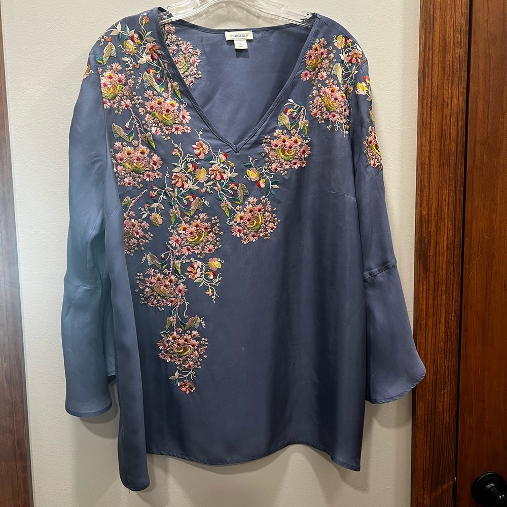 Sundance Embroidered Cupro Blouse
